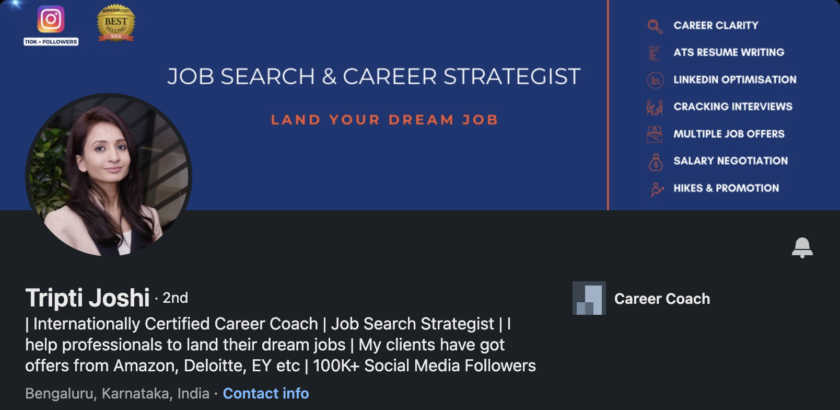 Tripti Joshi is a career coach who excels in providing personalized career strategies. Her insightful coaching and motivational support have made a significant impact on her clients’ career trajectories, empowering them to achieve their professional dreams.